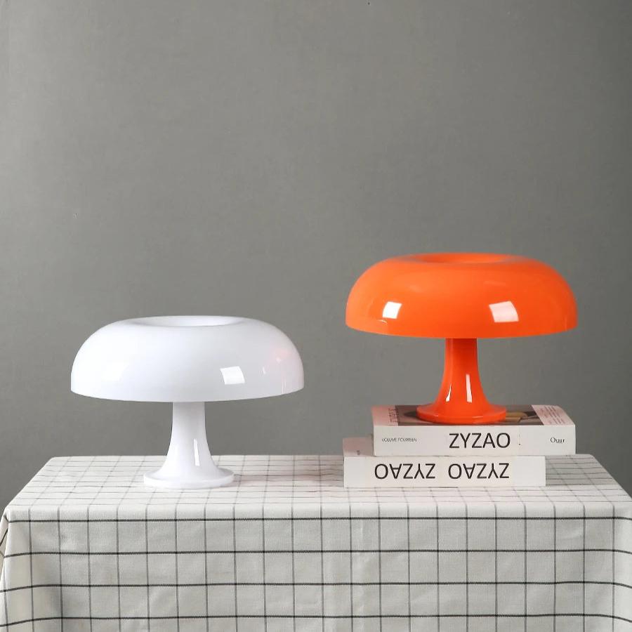 Lucente Table Lamp Mushroom Inspired Shape Italian Retro - Orange