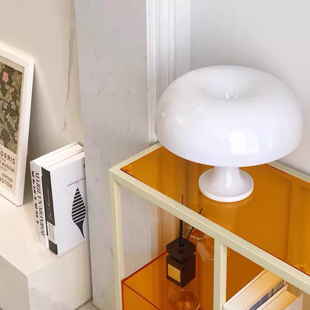Lucente Table Lamp Mushroom Inspired Shape Italian Retro - White