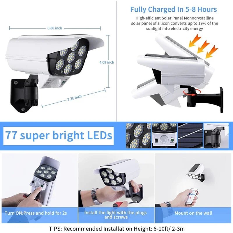 Solar Security Light – 77 LED Dummy Camera - Duvelix