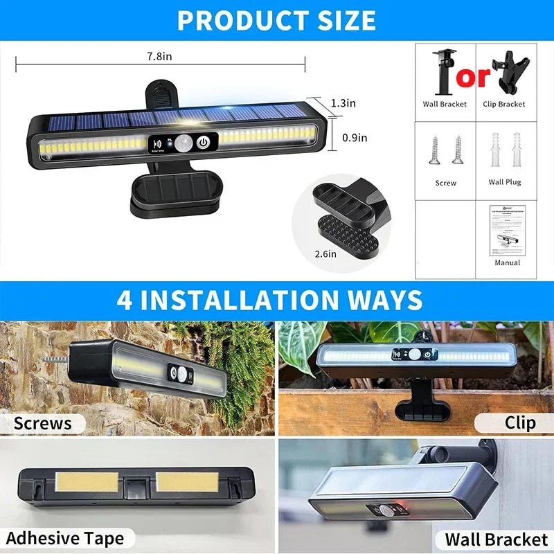 Clip - On Solar Motion Fence Lights – 36 LED - Duvelix