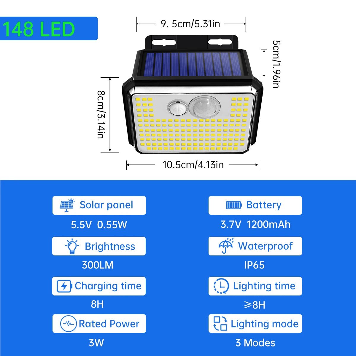 Solar Wall Light – 148 LED Motion Sensor - Duvelix