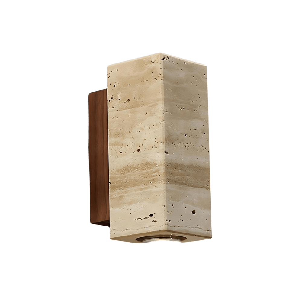 Tomoshibi Travertine Wall Lamp Japandi Inspired Warm Glow - Outdoor Square