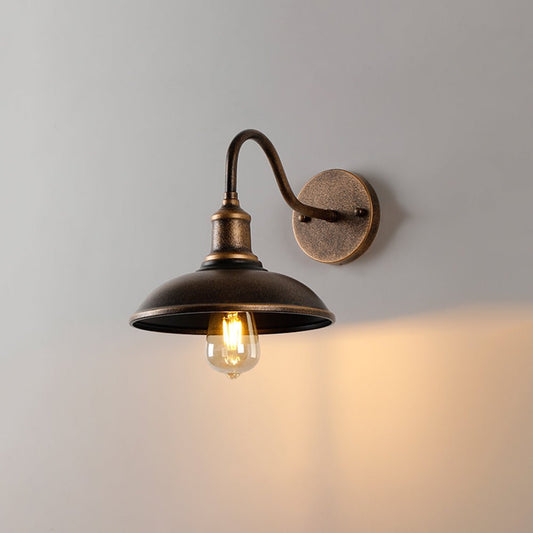 Mayana Rustic Outdoor Wall Lamp Antique Brass Bowl - Shaped - 9.4"/24cm