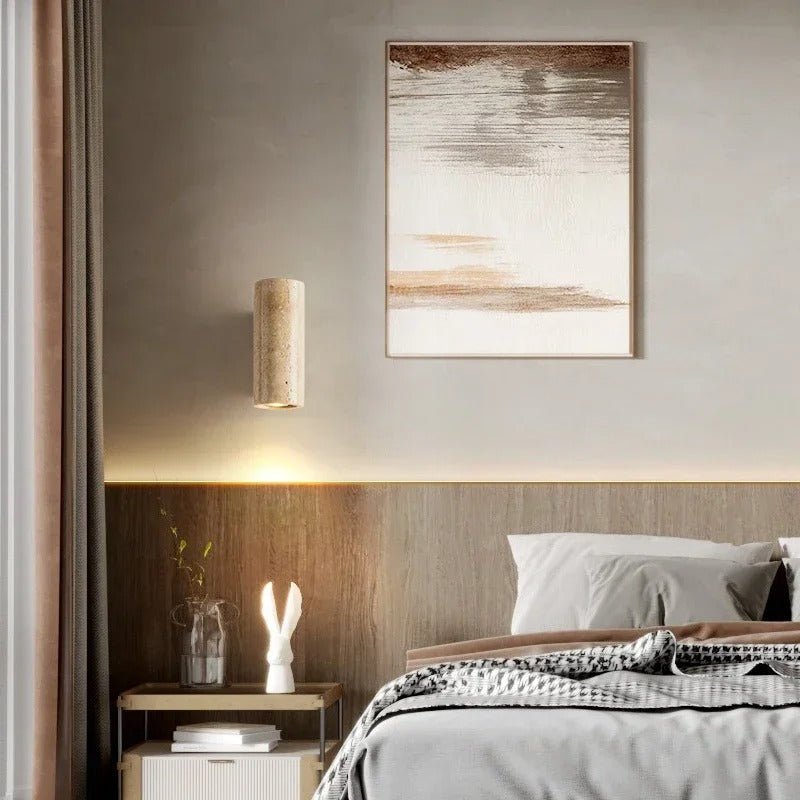 Tomoshibi Travertine Wall Lamp Japandi Inspired Warm Glow - Indoor Square