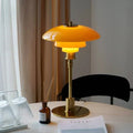 Lucia Table Lamp Art Deco Design Bold Geometric Patterns - 200000531:771Amber gold - Dia 28cm;5:361386AU Plug;249:200006305Warm light - Amber Shade Gold Stem