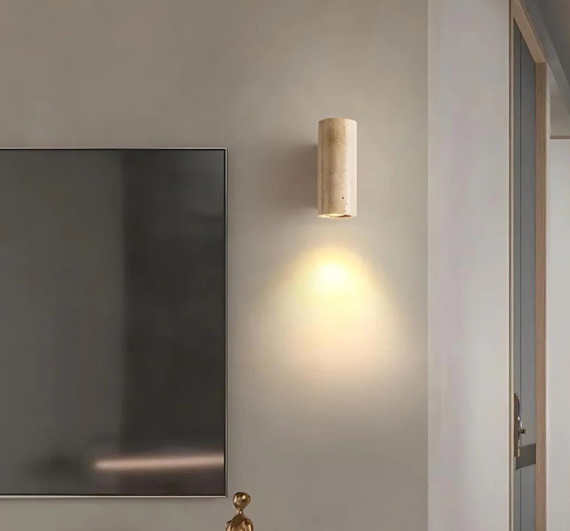 Tomoshibi Travertine Wall Lamp Japandi Inspired Warm Glow - Outdoor Square