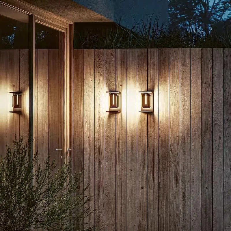 Maricel Outdoor Wall Lamp Glass Lantern IP65 Waterproof - Black