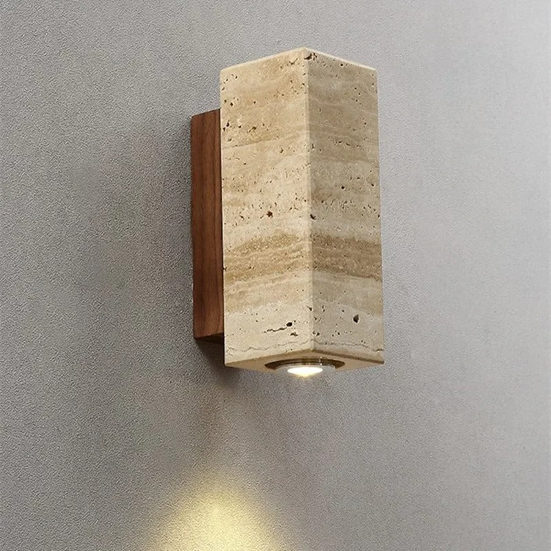 Tomoshibi Travertine Wall Lamp Japandi Inspired Warm Glow - Outdoor Square