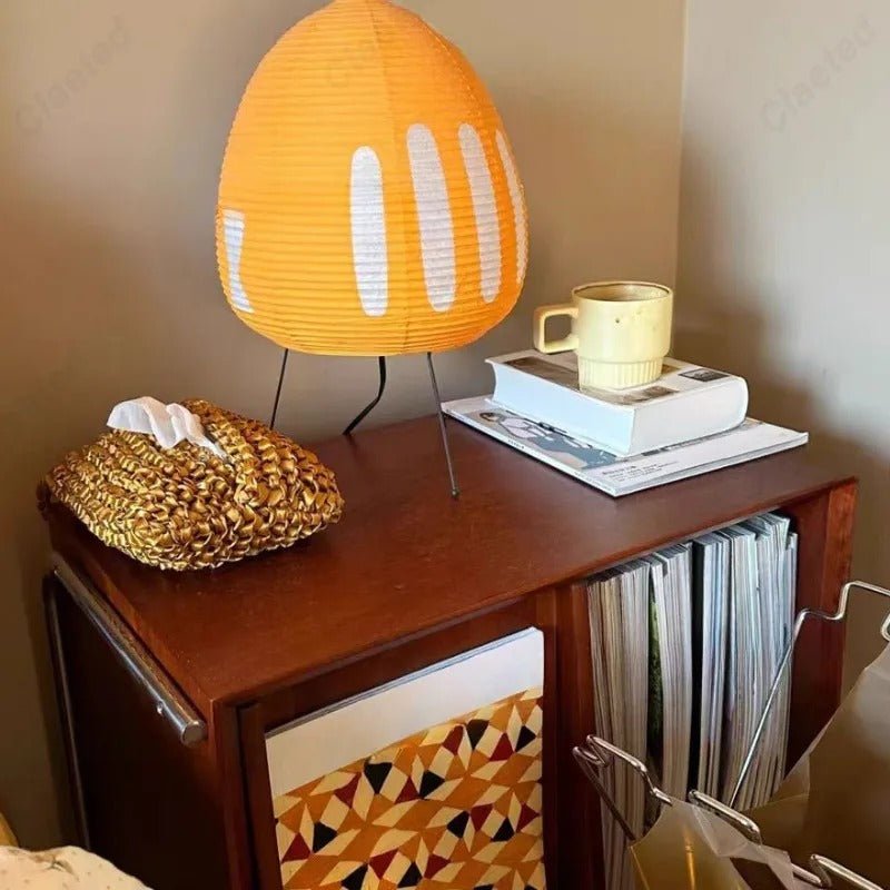 Hikari Wabi Paper Lamp Rice Paper Ambient Light Japanese - White & Black