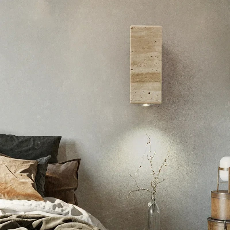 Tomoshibi Travertine Wall Lamp Japandi Inspired Warm Glow - Outdoor Square