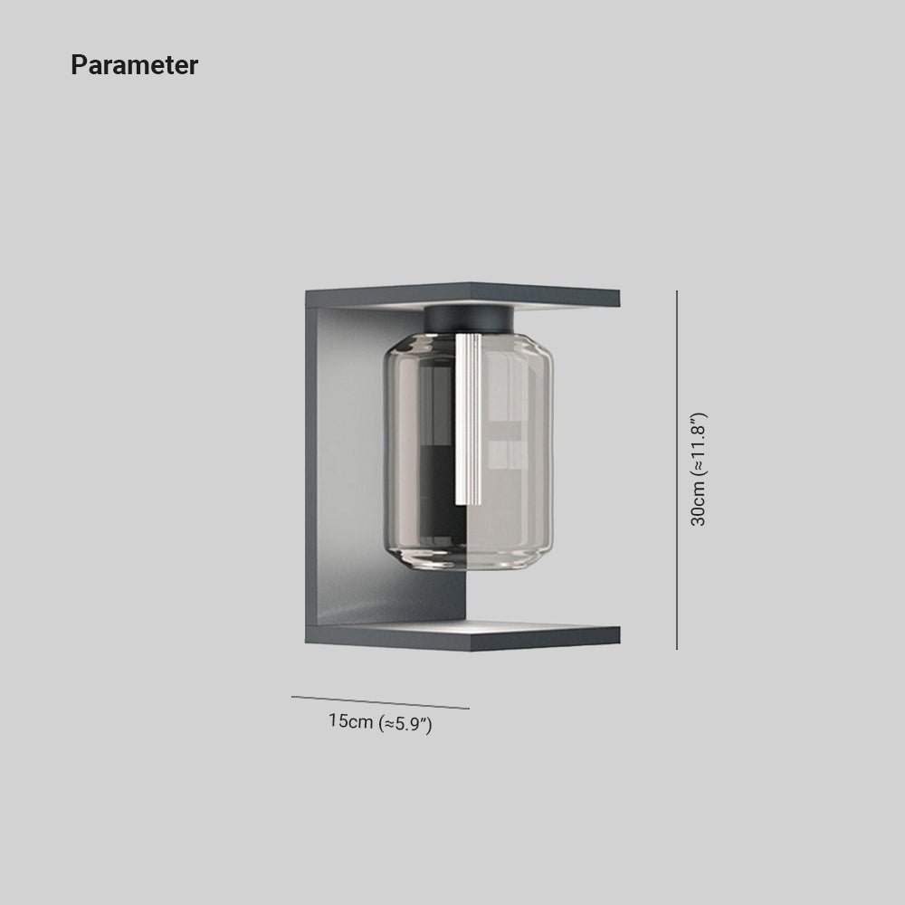 Maricel Outdoor Wall Lamp Glass Lantern IP65 Waterproof - Black