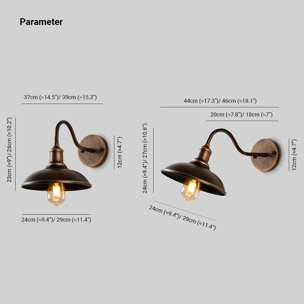Mayana Rustic Outdoor Wall Lamp Antique Brass Bowl - Shaped - 11.4"/29cm