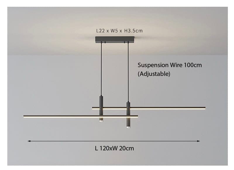 Optima Hanging Light Iron And Acrylic 90 260V Two LED Shades - 100cm