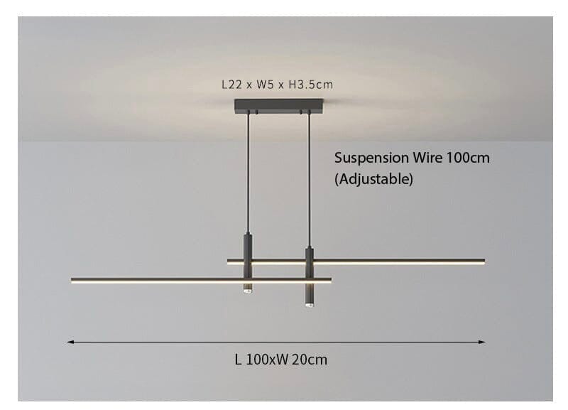 Optima Hanging Light Iron And Acrylic 90 260V Two LED Shades - 100cm