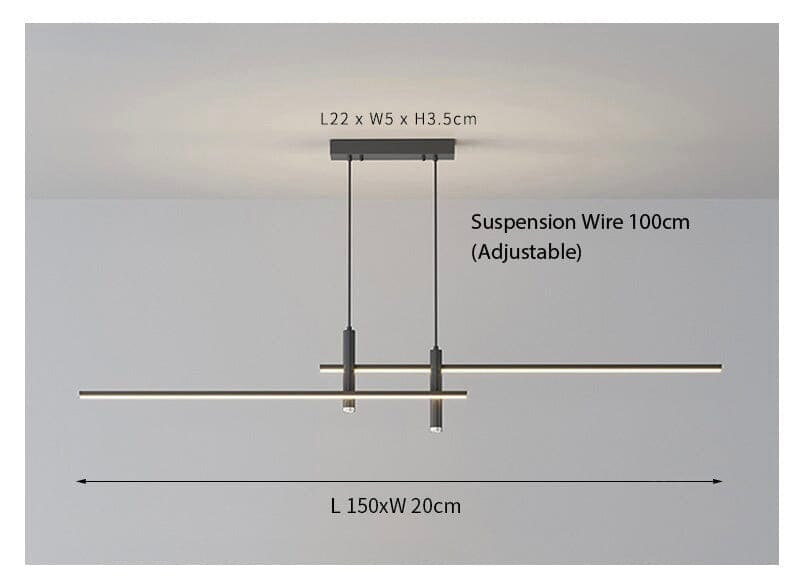 Optima Hanging Light Iron And Acrylic 90 260V Two LED Shades - 100cm