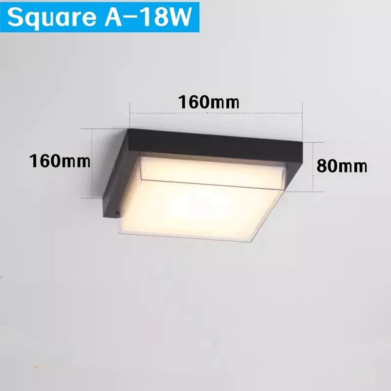 Alaya LED Outdoor Ceiling Light IP65 Waterproof Aluminum - Square A 18W
