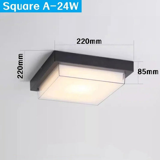 Alaya LED Outdoor Ceiling Light IP65 Waterproof Aluminum - Square A 24W