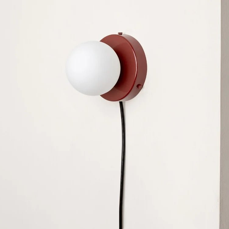 Nalani Wall Lamp Frosted Glass Plug In Design LED Bulb - With Plug - Red
