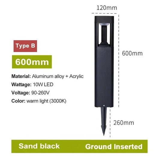 Bellamey LED Bollard Light IP65 Waterproof Black Aluminum - B 60cm ground insert