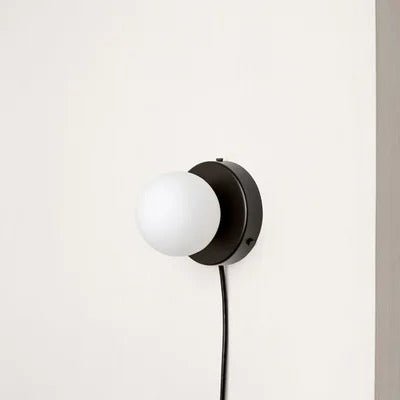 Nalani Wall Lamp Frosted Glass Plug In Design LED Bulb - With Plug - Black