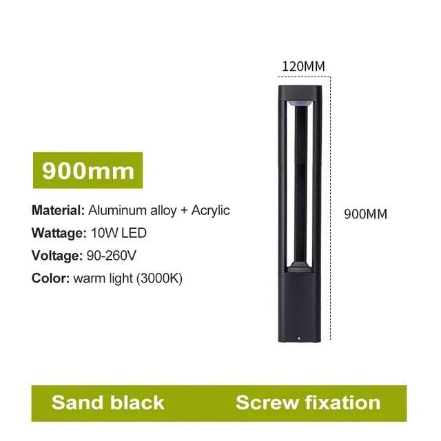 Bellamey LED Bollard Light IP65 Waterproof Black Aluminum - A 90cm screw fix