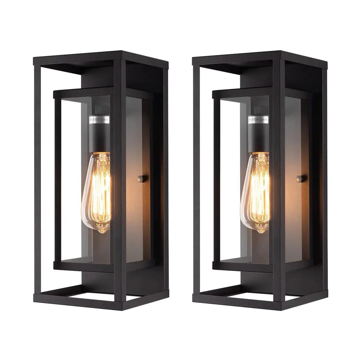 Kaelani Outdoor Wall Lamps Set of Two Clear Tempered Glass - 
