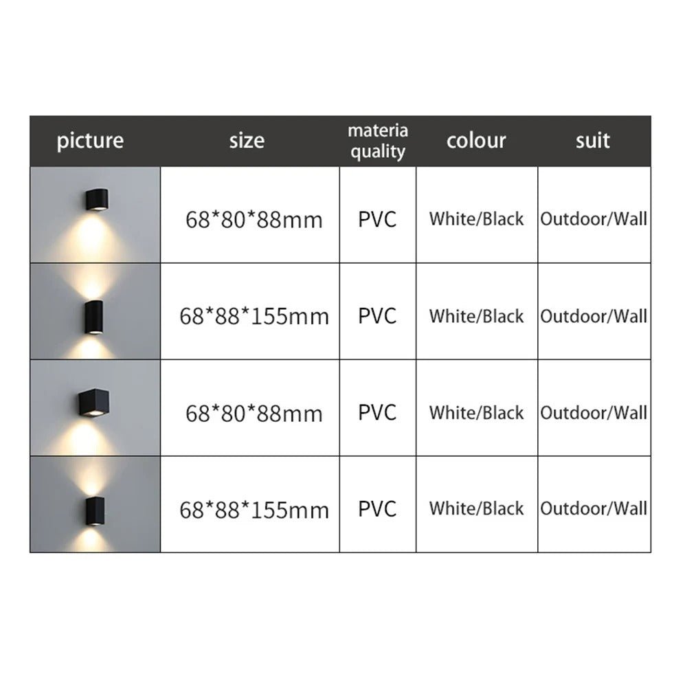 Ahana LED Wall Lamp Indoor And Outdoor Ready Up And Down - White Round B