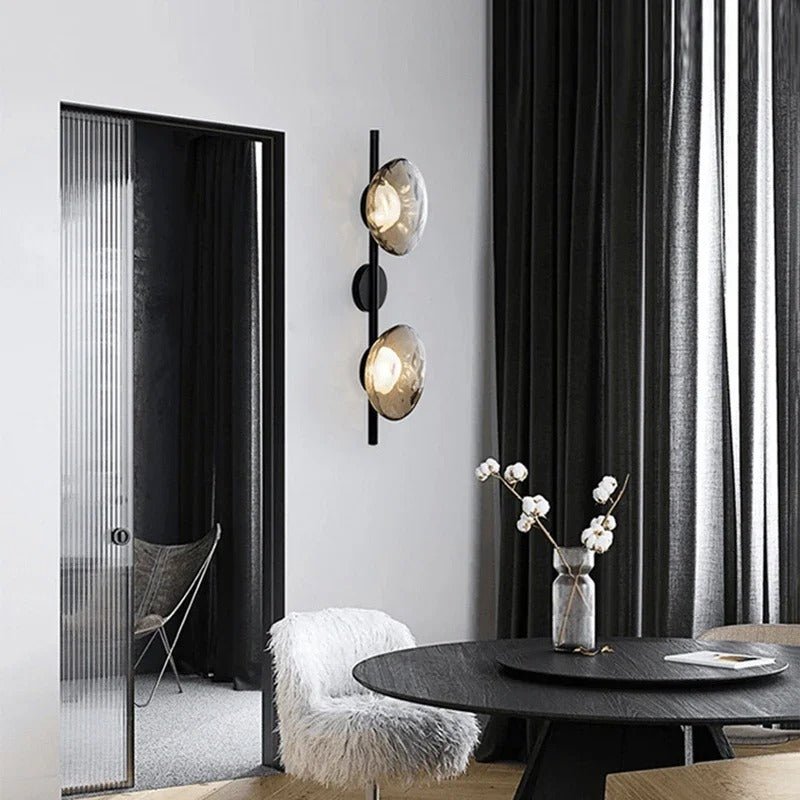 Taytum Wall Lamp Nordic Design Clear Glass Metal Body - A - Smoke grey glass - Gold base