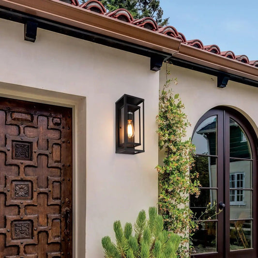 Kaelani Outdoor Wall Lamps Set of Two Clear Tempered Glass - 