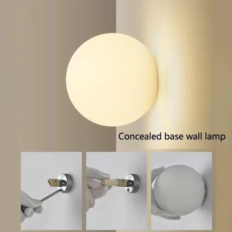 Globa Ceiling Lamp White Glass Shade Sconce Design - Dia 18cm