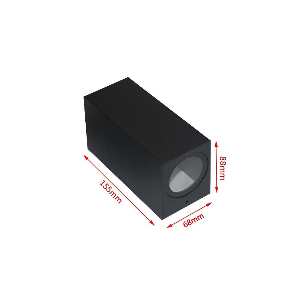 Ahana LED Wall Lamp Indoor And Outdoor Ready Up And Down - Black Square B