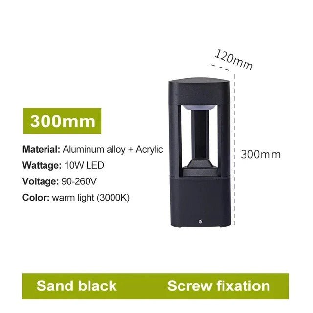 Bellamey LED Bollard Light IP65 Waterproof Black Aluminum - 30cm screw fix