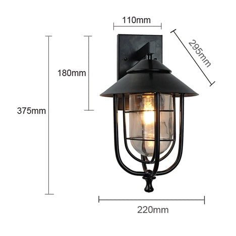 Bentley Outdoor Wall Lamp Waterproof Iron Clear Glass - 