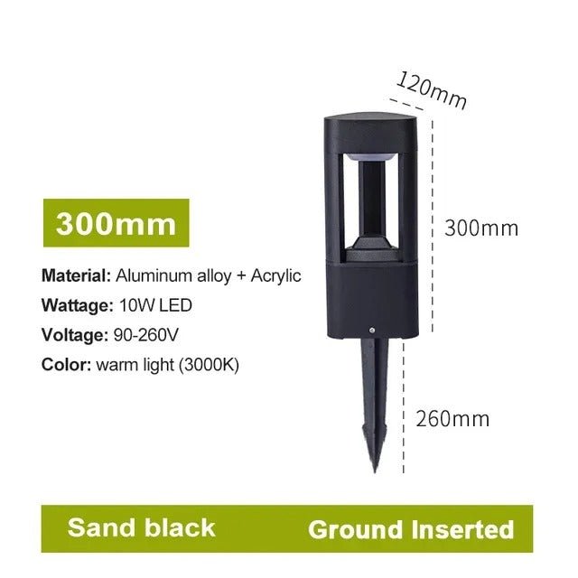 Bellamey LED Bollard Light IP65 Waterproof Black Aluminum - 30cm ground insert