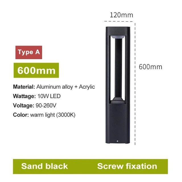 Bellamey LED Bollard Light IP65 Waterproof Black Aluminum - A 60cm screw fix