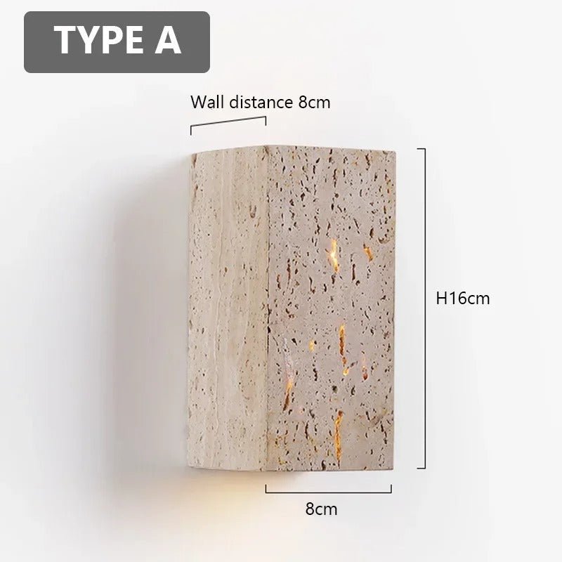 Vadalie Travertine Wall Lamp Minimalist Square Design - Type A