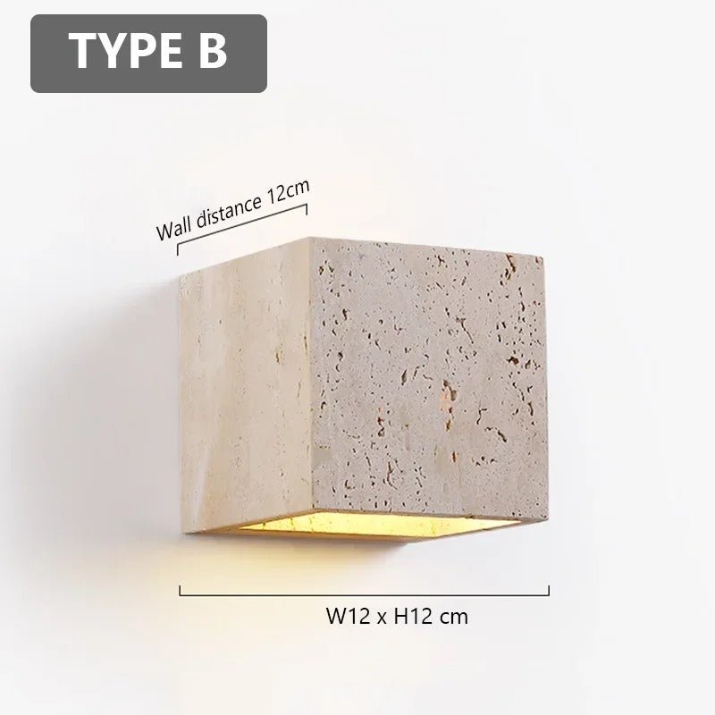 Vadalie Travertine Wall Lamp Minimalist Square Design - Type B