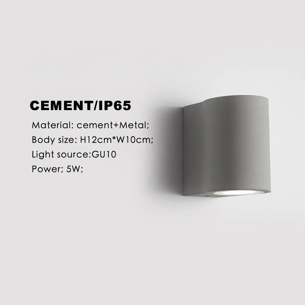 Adamaris Cement Outdoor Wall Lamp IP65 Waterproof Nordic - Cement