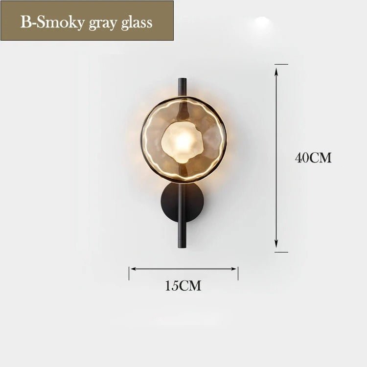 Taytum Wall Lamp Nordic Design Clear Glass Metal Body - B - Smoke grey glass