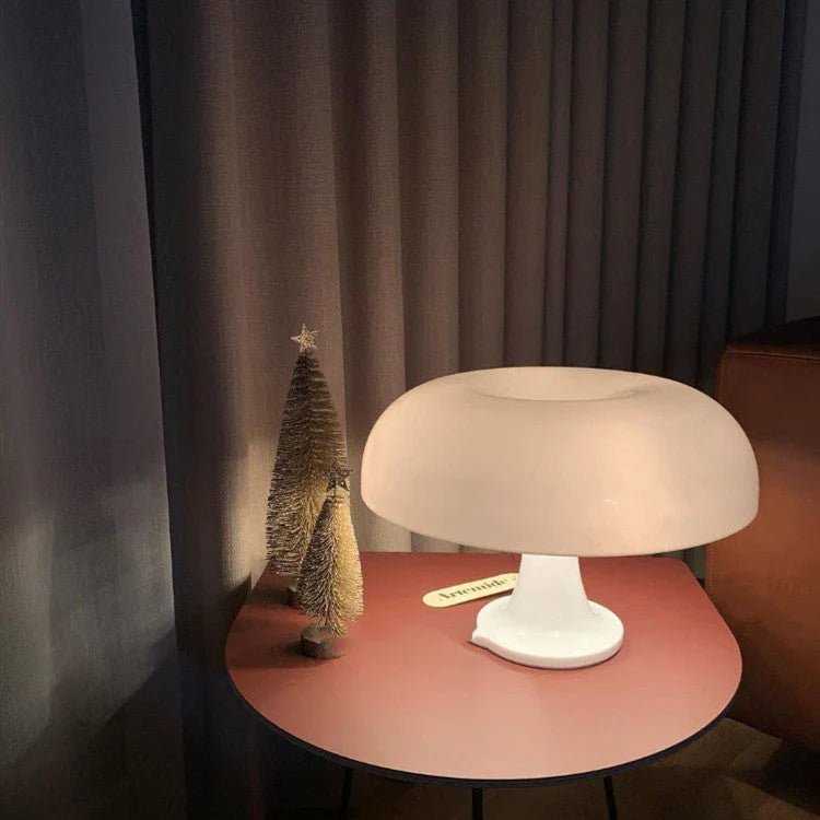 Lucente Table Lamp Mushroom Inspired Shape Italian Retro - White