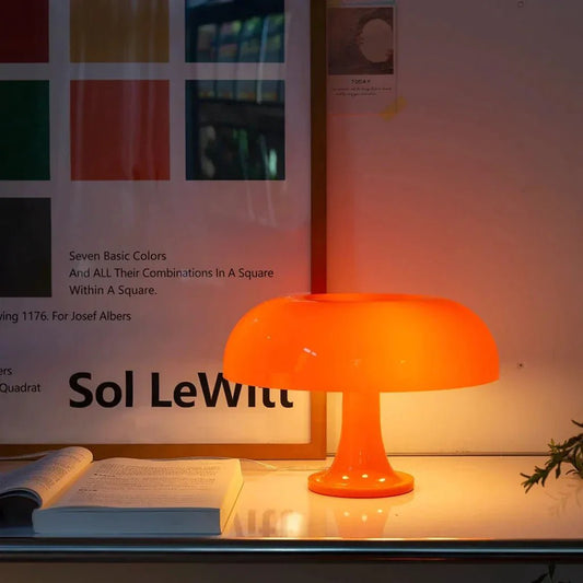 Lucente Table Lamp Mushroom Inspired Shape Italian Retro - Orange